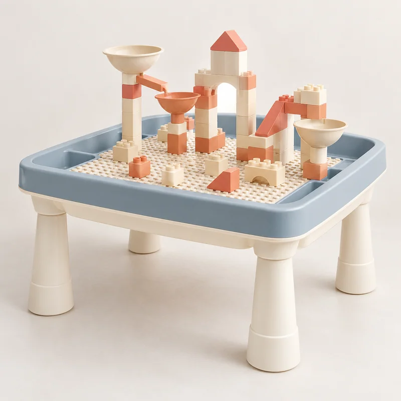 AI-generated unbranded water-table concept; not the actual Little Tikes Build & Splash · 25+ Accessories